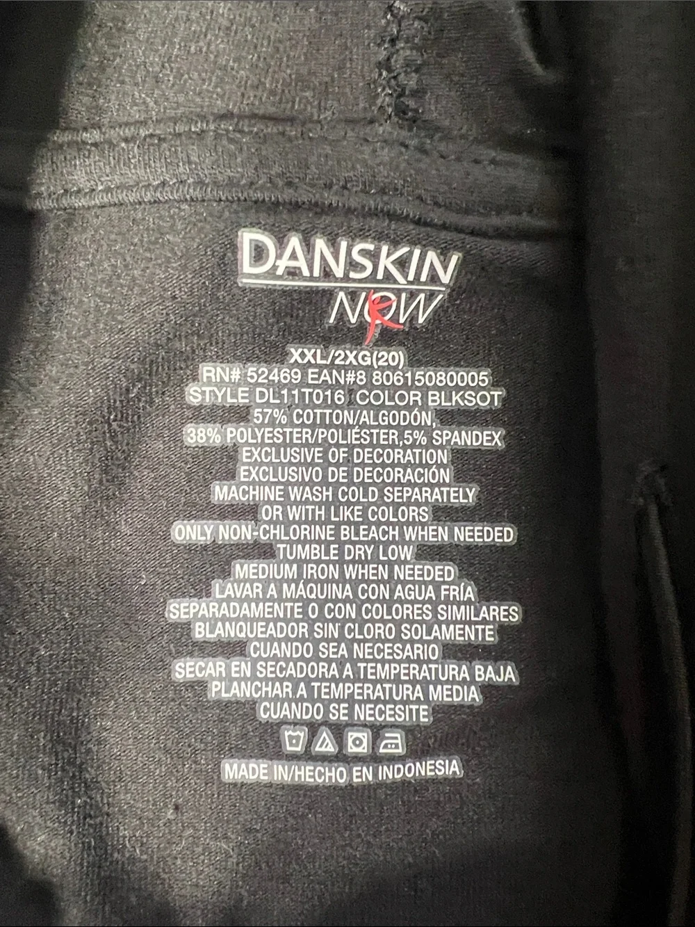 Danskin Now Womens Zippered Black Light Weight Hoodie XXL